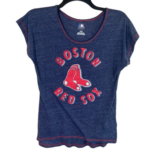 Boston Red Sox Tops - Boston Red Sox Shirt Women's Medium Blue Red MLB Genuine Merchandise Baseball